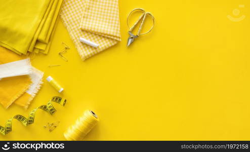 flat lay sewing essentials with copy space. High resolution photo. flat lay sewing essentials with copy space. High quality photo