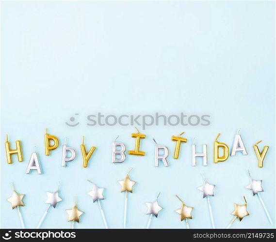 flat lay star shaped birthday candles