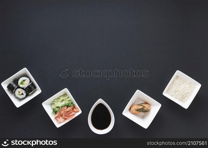 flat lay sushi composition with copyspace