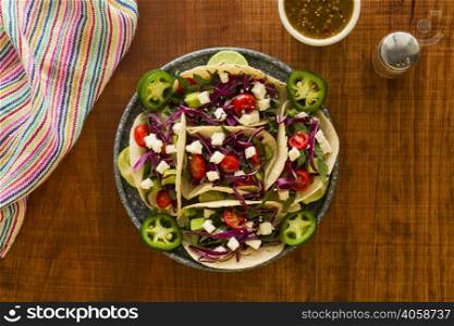 flat lay tasty tacos arrangement