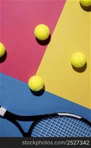 flat lay tennis balls with racket