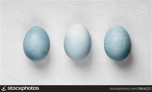 flat lay three easter eggs. High resolution photo. flat lay three easter eggs. High quality photo