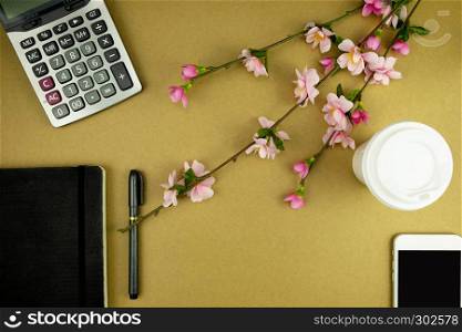 flat lay toosl Accountant , working space for Accountant , topview