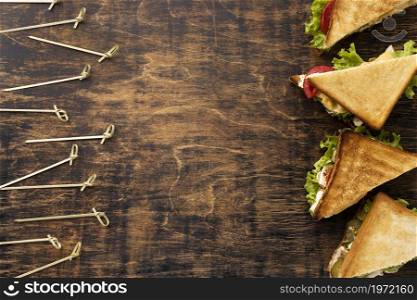 flat lay triangle sandwiches with copy space. High resolution photo. flat lay triangle sandwiches with copy space. High quality photo