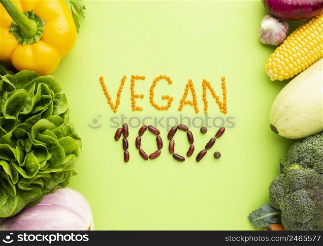 flat lay vegan 100 lettering