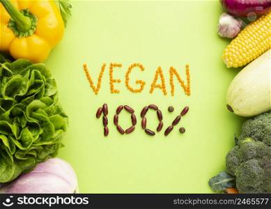 flat lay vegan 100 lettering
