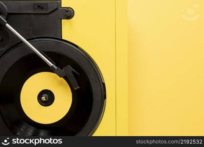 flat lay vinyl yellow background