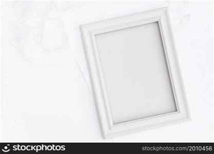 flat lay white frame with copy space