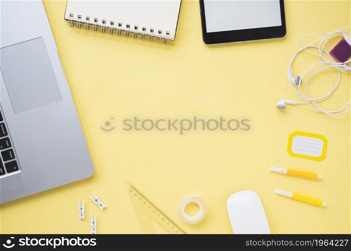 flat lay workspace with copy space. High resolution photo. flat lay workspace with copy space. High quality photo