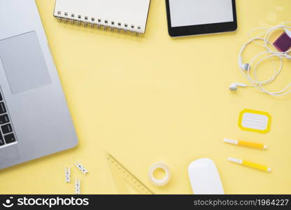 flat lay workspace with copy space. High resolution photo. flat lay workspace with copy space. High quality photo
