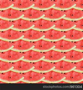 Flat layout of watermelon slices. Watermelon seamless pattern. Summer fruit.. Flat layout of watermelon slices. Watermelon seamless pattern.