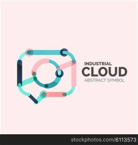 Flat linear design speech cloud logo. Talk bubble, modern geometric industrial thin line icon.