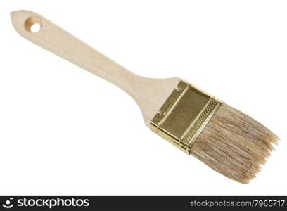 flat paint brush with wet tip isolated on white background