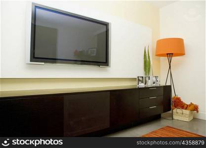 Flat panel television in a living room