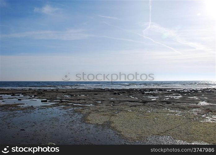 Flat rock coast at the coast of Baltic Sea at the swedish island Oland
