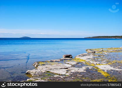 Flat rock coast with transparent water. From the swedish island oland.