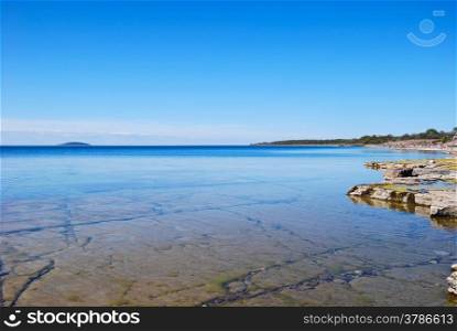 Flat rock coast with transparent water. From the swedish island oland.