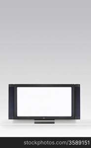 Flat screen television on white background