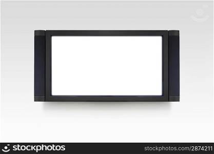 Flat screen television on white wall