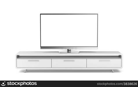Flat screen tv on modern tv stand