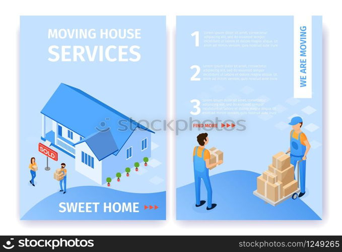 Flat Set Moving House Services Sweet Home Vector. Cleaning Packed Items, Furniture Assembled with Arrangement. Order Transportation and Arrival Movers Pickers Illustration Landing Page.