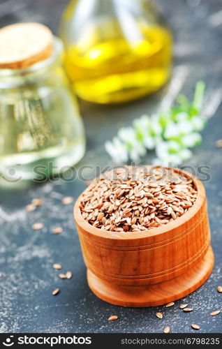 flax seed and oil on a table