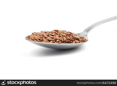 Flax seed on spoon