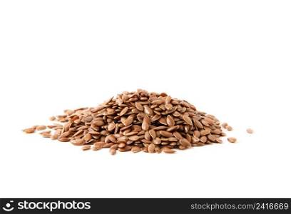 Flax seeds heap isolated on white