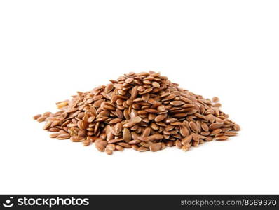 Flax seeds heap isolated on white