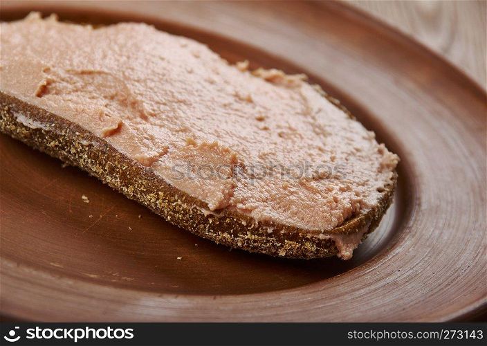 Fleskepolse - Norwegian meat dish used for bread, entirely from pork.,  close up 