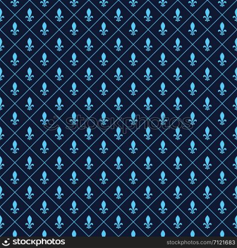 Fleur-de-lis seamless vector pattern in blue tones