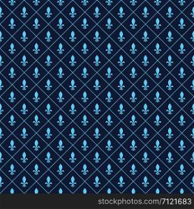 Fleur-de-lis seamless vector pattern in blue tones