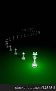 Flexible Policy. Vertical chess composition. Available in high-resolution and several sizes to fit the needs of your project. 3D renderi illustration. Black background layout with free text space.