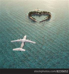 Flight above Heart-shaped island