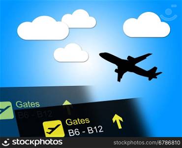 Flight Departure Representing International Travel And Vacationing