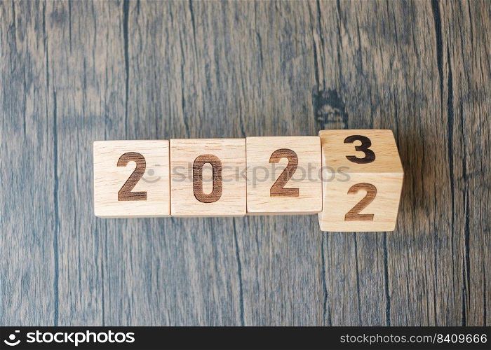flip 2022 to 2023 block. goal, Resolution, strategy, plan,, motivation, reboot, forecast, change, countdown and New Year holiday concepts