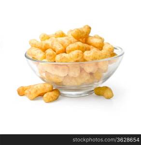 Flips snacks on the plate. With clipping path