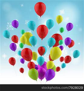 Floating Colourful Balloons Meaning Spring Festival Or Joyful Celebration