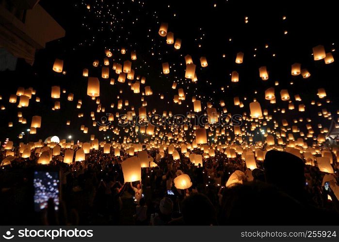 Floating lantern festival in Thailand