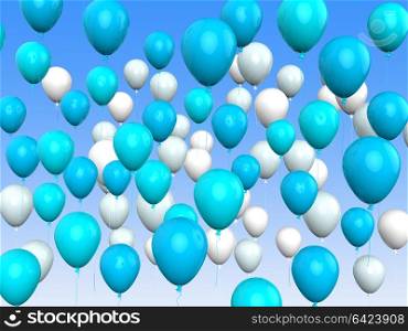Floating Light Blue And White Balloons Meaning Argentinean Flag Or Festival