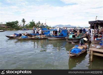 Floating market in Hoi An in central Vietnam