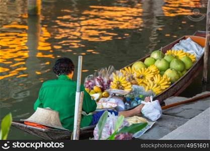 Floating market in the Thailand.