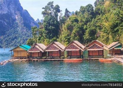 Floating residence raft in Khao Sok National Park, Mountain and Lake in Southern Thailand