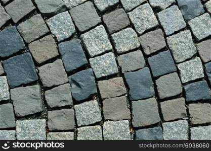 Floor of a street with stone tiles
