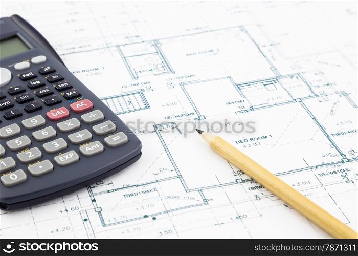 floor plan and calculator, architecture business concepts and ideas