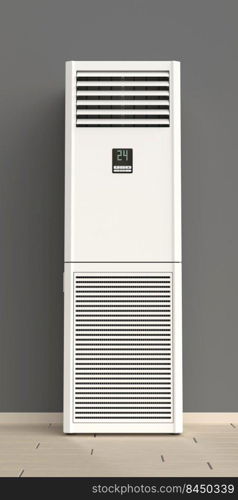 Floor standing air conditioner in the room, front view