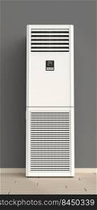 Floor standing air conditioner in the room, front view