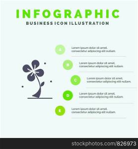 Flora, Floral, Flower, Nature, Spring Solid Icon Infographics 5 Steps Presentation Background