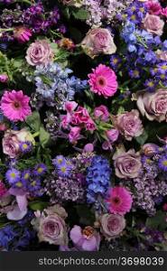 Floral arrangement in pink and blue
