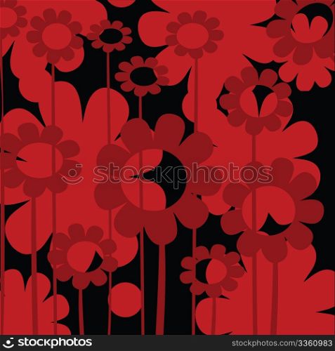 Floral background card in red tones, illustration for web design